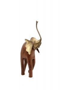 2 Wooden Elephants with Golden Head | Wooden Figurines & Sculptures - Handcrafted | Suitable for Home Décor and Gifting | Set of 2 | Premium Showpiece (42cm & 31cm) - Image 3