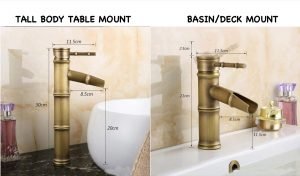 Antique Brass Basin Mixer Hot and Cold, 12 Inch Height, Bamboo, Polished Finish, Copper - Image 5