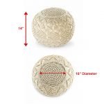 Handwoven and Knitted Cotton Macramé Pouf, Ottoman/Footrest, Small Furniture for The Living Room, Bedroom and Kids (Natural, 18x18x14inches) - Image 9