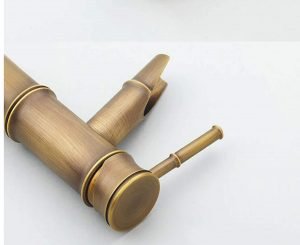 Antique Brass Basin Mixer Hot and Cold, 12 Inch Height, Bamboo, Polished Finish, Copper - Image 4