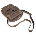 Unisex Hunter Leather 11”Inch Multi Pocket Messenger Bags, (Coffee Brown) - Image 2