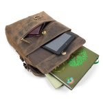 Real Leather 11" Inch Multi-Pocket Messenger Bags (Brown) - Image 6