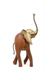 2 Wooden Elephants with Golden Head | Wooden Figurines & Sculptures - Handcrafted | Suitable for Home Décor and Gifting | Set of 2 | Premium Showpiece (42cm & 31cm) - Image 4