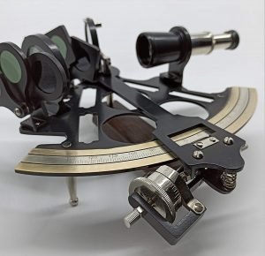Brass Vintage Nautical Handmade German Sextant De Navigation with Wooden Antique Finish Glass Box - Image 5