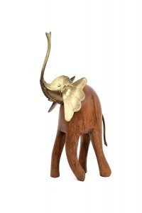 2 Wooden Elephants with Golden Head | Wooden Figurines & Sculptures - Handcrafted | Suitable for Home Décor and Gifting | Set of 2 | Premium Showpiece (42cm & 31cm) - Image 7