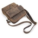 Real Leather 11" Inch Multi-Pocket Messenger Bags (Brown) - Image 2