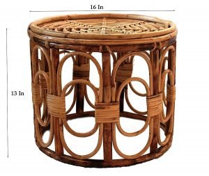 Handcrafted Antique Vintage Look Cane Wicker Rattan Stool Ottoman Chair for Living Room Furniture Patio Home Balcony Garden Varnish Brown - Image 5