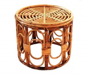 Handcrafted Antique Vintage Look Cane Wicker Rattan Stool Ottoman Chair for Living Room Furniture Patio Home Balcony Garden Varnish Brown - Image 4