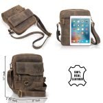 Real Leather 11" Inch Multi-Pocket Messenger Bags (Brown) - Image 5