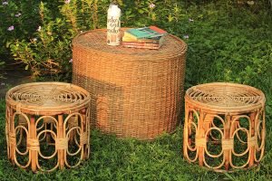 Handcrafted Antique Vintage Look Cane Wicker Rattan Stool Ottoman Chair for Living Room Furniture Patio Home Balcony Garden Varnish Brown - Image 7