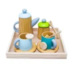 Wooden Pretend Play Tea Set with Tray (15 Pieces)