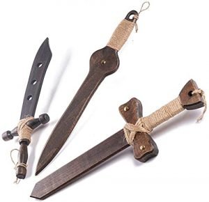 Engaging Wooden Swords for Kids -3 Pack Eco-Friendly Handmade Wooden Toy Swords for Kids Aged 5 and Up -Durable, Safe, Chemical Free Outdoor Play Equipment for Kids