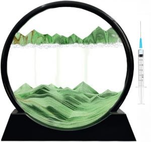 Moving Sand Art Picture Glass Liquid Painting 3D Natural Landscape showpieces for Home Decor Antique Gifts for Kids Office Desktop Decoration Desk Table Decorative Items