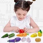 Wooden Play Food for Kids Kitchen toys for toddlers Cutting Pretend Toy Food wooden Fruits Vegetables Gift for Boys Girls Educational Toys - Image 3