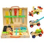 Wooden Tool Kit Set w| Pretend Play Portable Construction Tools Kit Toys for Kids | 33 Piece (3-8 Years) - Image 6