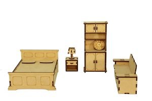 wooden miniature furniture - home decor, construction toy, modeling kit, school project - easy to assemble (extended furniture)-Beige(Pack of 16 Pieces) - Image 6