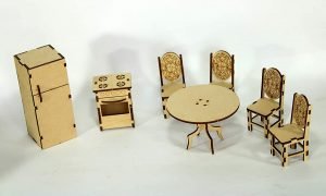 wooden miniature furniture - home decor, construction toy, modeling kit, school project - easy to assemble (extended furniture)-Beige(Pack of 16 Pieces) - Image 4