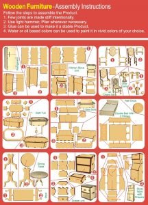 wooden miniature furniture - home decor, construction toy, modeling kit, school project - easy to assemble (extended furniture)-Beige(Pack of 16 Pieces) - Image 2