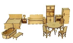 wooden miniature furniture - home decor, construction toy, modeling kit, school project - easy to assemble (extended furniture)-Beige(Pack of 16 Pieces) - Image 7