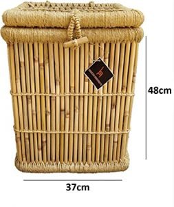 Eco-Friendly Natural Bamboo Cane Jute Rope Hand Made Laundry Basket/Wicker/Storage Box-I Piece - Image 3