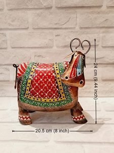 Handicraft Cow-Rajasthani Metal Decorative Items Home Decor Show Pieces Living Room Wall Shelves (Painted, Multicolor, 20 Inch) - Image 2