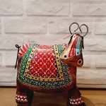 Handicraft Cow-Rajasthani Metal Decorative Items Home Decor Show Pieces Living Room Wall Shelves (Painted, Multicolor, 20 Inch)