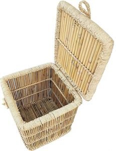 Eco-Friendly Natural Bamboo Cane Jute Rope Hand Made Laundry Basket/Wicker/Storage Box-I Piece - Image 4
