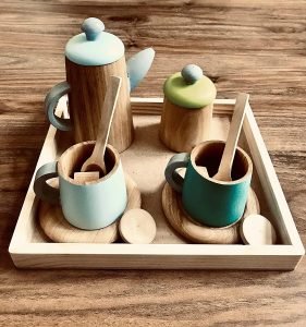 Wooden Pretend Play Tea Set with Tray (15 Pieces) - Image 5