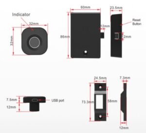 Fingerprint Drawer Lock, Smart Biometric Cabinet Lock, Safety Electric Fingerprint Lock, Drawer Wardrobe Lock, Furniture Privacy Lock (with Each Lock Having Different E-Key) - Image 4
