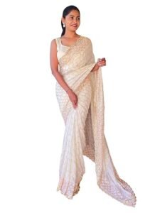 Women's Silk Blend Woven Design Celebrity Saree With Blouse Piece