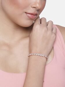 Rose Gold Plated Cubic Zirconia Adjustable Bracelet Jewellery with Pull-Chain for Women & Girls - Image 3
