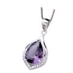 Women's Sterling Silver Water Drop Amethyst Pendant Necklace - Image 5