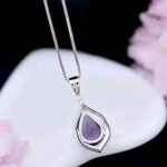 Women's Sterling Silver Water Drop Amethyst Pendant Necklace - Image 3