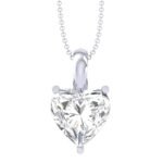 Sterling Silver White Gold Plated Heart Solitaire Pendant Chain Necklace | Gift for Women & Girls