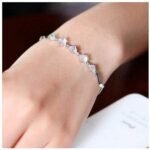 Stylish Crystal Platinum Silver Plated Charm Bracelet for Women (Silver) - Image 4