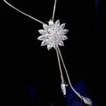 Jewellery Crystal Flower Long Chain Stylish Pendant Necklace for Women and Girls - Image 5