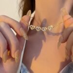 Multi Wearing Heart Necklace 4 Heart Magnetic Rose Gold Necklace Pendant Heart Toggle Necklace Diamond Women/Girls Accessories - Image 2