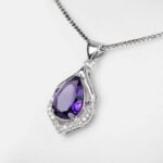 Women's Sterling Silver Water Drop Amethyst Pendant Necklace - Image 4