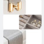 PU Leather Jewelry Box, 3 Layer Jewelry Storage Organizer Box, Mirrored Women Jewelry Storage Box Modern Travel Jewelry Box for Earring Necklace Display Case Cabinet, Lockable - Image 3