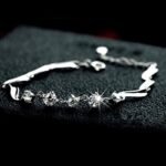 Stylish Crystal Platinum Silver Plated Charm Bracelet for Women (Silver) - Image 2