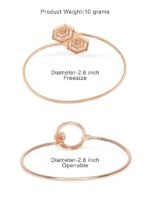 Set of 2 Rose Gold Contemporary Cubic Zirconia Brass Kada Style Bracelet For Women - Image 2