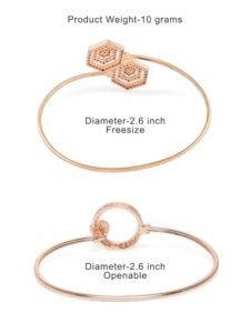 Set of 2 Rose Gold Contemporary Cubic Zirconia Brass Kada Style Bracelet For Women - Image 2