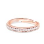 Rose Gold Cubic Zirconia Contemporary Brass Sleek Adjustable Ring For Women