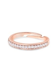 Rose Gold Cubic Zirconia Contemporary Brass Sleek Adjustable Ring For Women