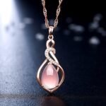 Fashion Rose Gold Crystal Stylish Pendant Necklace for Women - Image 4