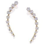 Gold Plated Contemporary American Diamond Embellished Delicate Light Weighted Ear Cuffs with Clip on Closure for Women and Girls (Pack of 1)