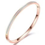 18K Gold Plated Stainless Steel Openable Crystal Bracelet | Latest Stylish Cuff Bangle | Love Friendship Couples Gifts for Women Girls Mother Sister Wife Girlfriend