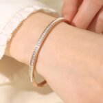 18K Gold Plated Stainless Steel Openable Crystal Bracelet | Latest Stylish Cuff Bangle | Love Friendship Couples Gifts for Women Girls Mother Sister Wife Girlfriend - Image 7
