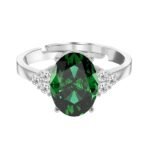 925 Sterling Silver Oval stone Ring with Adjustable Band | Gift for Women Wife Girls