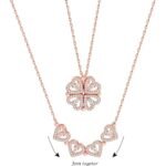 Multi Wearing Heart Necklace 4 Heart Magnetic Rose Gold Necklace Pendant Heart Toggle Necklace Diamond Women/Girls Accessories